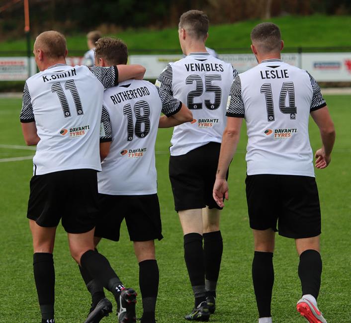 Bala Town celebrate scoring another goal against Haverfordwest County